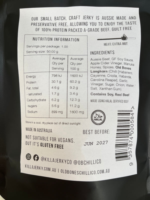 Longhorn Chilli Beef Jerky - 50g