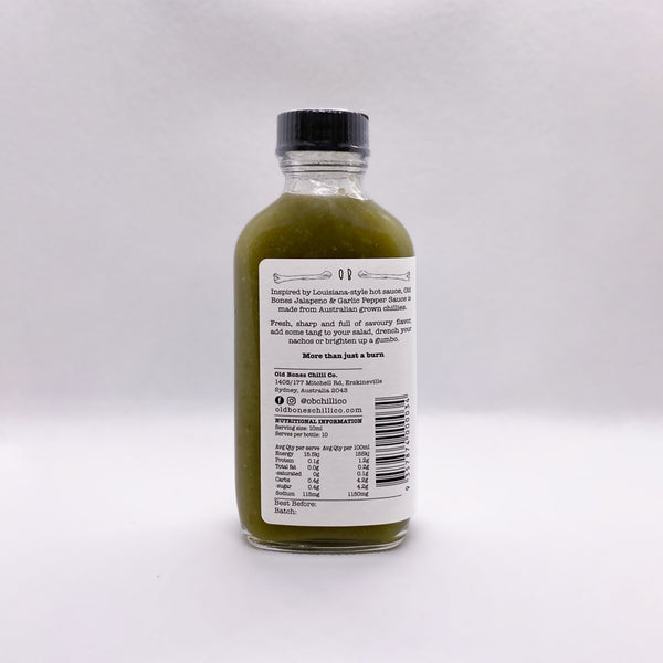 Old Bones Chilli Co Jalapeno & Garlic Pepper Sauce 100ml