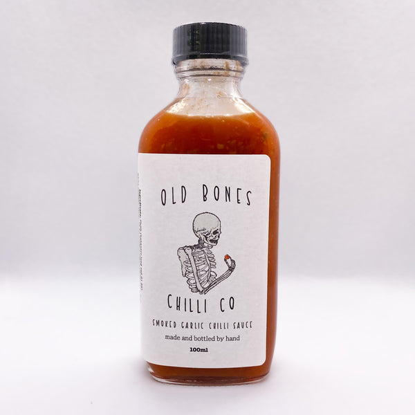 Old Bones Chilli Co Smoked Garlic Chilli Sauce 100ml Bottle Front