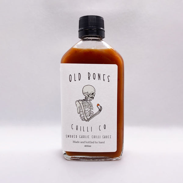 Old Bones Chilli Co Smoked Garlic Chilli Bottle Front