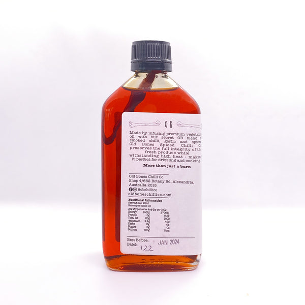 Old Bones Chilli Co Spiced Chilli Oil Bottle Front